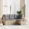 Image de Vidaxl Salon De Jardin Avec Coussins 4 Pcs Beige RÃ©sine TressÃ©e
