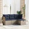 Image de Vidaxl Salon De Jardin 4 Pcs Avec Coussins Gris RÃ©sine TressÃ©e