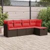 Image de Vidaxl Salon De Jardin Avec Coussins 5 Pcs Marron RÃ©sine TressÃ©e