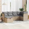 Image de Vidaxl Salon De Jardin Avec Coussins 6 Pcs Beige RÃ©sine TressÃ©e