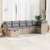 Image de Vidaxl Salon De Jardin Avec Coussins 7 Pcs Beige RÃ©sine TressÃ©e