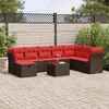 Image de Vidaxl Salon De Jardin Avec Coussins 9 Pcs Marron RÃ©sine TressÃ©e