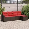 Image de Vidaxl Salon De Jardin Avec Coussins 5 Pcs Marron RÃ©sine TressÃ©e