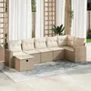Image de Vidaxl Salon De Jardin Avec Coussins 7 Pcs Beige RÃ©sine TressÃ©e