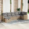 Image de Vidaxl Salon De Jardin Avec Coussins 7 Pcs Beige RÃ©sine TressÃ©e