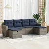 Image de Vidaxl Salon De Jardin 6 Pcs Avec Coussins Gris RÃ©sine TressÃ©e