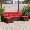 Image de Vidaxl Salon De Jardin Avec Coussins 6 Pcs Marron RÃ©sine TressÃ©e