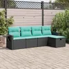 Image de Vidaxl Salon De Jardin 5 Pcs Avec Coussins Noir RÃ©sine TressÃ©e