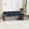 Image de Vidaxl Salon De Jardin 5 Pcs Avec Coussins Gris RÃ©sine TressÃ©e