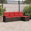 Image de Vidaxl Salon De Jardin Avec Coussins 5 Pcs Marron RÃ©sine TressÃ©e