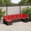Image de Vidaxl Salon De Jardin Avec Coussins 7 Pcs Marron RÃ©sine TressÃ©e
