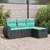 Image de Vidaxl Salon De Jardin 4 Pcs Avec Coussins Noir RÃ©sine TressÃ©e