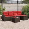 Image de Vidaxl Salon De Jardin Avec Coussins 6 Pcs Marron RÃ©sine TressÃ©e