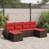 Image de Vidaxl Salon De Jardin Avec Coussins 6 Pcs Marron RÃ©sine TressÃ©e