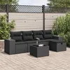 Image de Vidaxl Salon De Jardin 6 Pcs Avec Coussins Noir RÃ©sine TressÃ©e