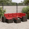 Image de Vidaxl Salon De Jardin Avec Coussins 7 Pcs Marron RÃ©sine TressÃ©e