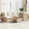 Image de Vidaxl Salon De Jardin Avec Coussins 7 Pcs Beige RÃ©sine TressÃ©e