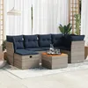 Image de Vidaxl Salon De Jardin Avec Coussins 7 Pcs Gris RÃ©sine TressÃ©e