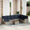 Image de Vidaxl Salon De Jardin 9 Pcs Avec Coussins Gris RÃ©sine TressÃ©e