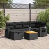 Image de Vidaxl Salon De Jardin 7 Pcs Avec Coussins Noir RÃ©sine TressÃ©e