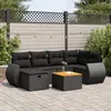Image de Vidaxl Salon De Jardin 7 Pcs Avec Coussins Noir RÃ©sine TressÃ©e