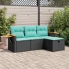 Image de Vidaxl Salon De Jardin 4 Pcs Avec Coussins Noir RÃ©sine TressÃ©e