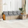 Image de Vidaxl Salon De Jardin Avec Coussins 5 Pcs Beige RÃ©sine TressÃ©e