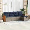 Image de Vidaxl Salon De Jardin 5 Pcs Avec Coussins Gris RÃ©sine TressÃ©e