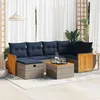 Image de Vidaxl Salon De Jardin Avec Coussins 7 Pcs Gris RÃ©sine TressÃ©e