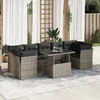 Image de Vidaxl Salon De Jardin 8 Pcs Avec Coussins Gris RÃ©sine TressÃ©e