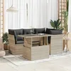 Image de Vidaxl Salon De Jardin 5 Pcs Avec Coussins Gris Clair RÃ©sine TressÃ©e