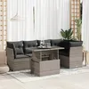 Image de Vidaxl Salon De Jardin 6 Pcs Avec Coussins Gris RÃ©sine TressÃ©e