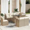 Image de Vidaxl Salon De Jardin Avec Coussins 9 Pcs Beige RÃ©sine TressÃ©e