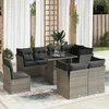 Image de Vidaxl Salon De Jardin 9 Pcs Avec Coussins Gris RÃ©sine TressÃ©e