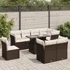 Image de Vidaxl Salon De Jardin Avec Coussins 9 Pcs Marron RÃ©sine TressÃ©e