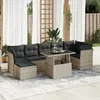 Image de Vidaxl Salon De Jardin 8 Pcs Avec Coussins Gris Clair RÃ©sine TressÃ©e