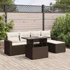 Image de Vidaxl Salon De Jardin Avec Coussins 6 Pcs Marron RÃ©sine TressÃ©e