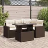 Image de Vidaxl Salon De Jardin Avec Coussins 5 Pcs Marron RÃ©sine TressÃ©e