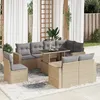 Image de Vidaxl Salon De Jardin Avec Coussins 9 Pcs Beige RÃ©sine TressÃ©e