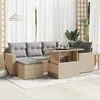 Image de Vidaxl Salon De Jardin Avec Coussins 7 Pcs Beige RÃ©sine TressÃ©e