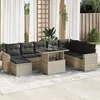 Image de Vidaxl Salon De Jardin 9 Pcs Avec Coussins Gris Clair RÃ©sine TressÃ©e