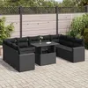 Image de Vidaxl Salon De Jardin 10 Pcs Avec Coussins Noir RÃ©sine TressÃ©e
