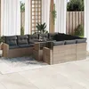 Image de Vidaxl Salon De Jardin 11 Pcs Avec Coussins Gris RÃ©sine TressÃ©e
