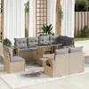 Image de Vidaxl Salon De Jardin Avec Coussins 9 Pcs Beige RÃ©sine TressÃ©e