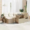 Image de Vidaxl Salon De Jardin Avec Coussins 7 Pcs Beige RÃ©sine TressÃ©e