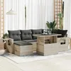 Image de Vidaxl Salon De Jardin Avec Coussins 7 Pcs Gris Clair RÃ©sine TressÃ©e