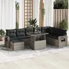 Image de Vidaxl Salon De Jardin 9 Pcs Avec Coussins Gris RÃ©sine TressÃ©e