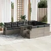 Image de Vidaxl Salon De Jardin 11 Pcs Avec Coussins Gris RÃ©sine TressÃ©e