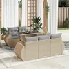 Image de Vidaxl Salon De Jardin Avec Coussins 6 Pcs Beige RÃ©sine TressÃ©e