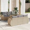 Image de Vidaxl Salon De Jardin Avec Coussins 7 Pcs Beige RÃ©sine TressÃ©e